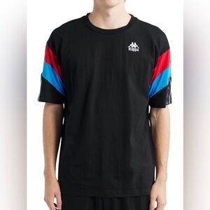 Kappa 222 Banda Otto men’s Colorblock T-Shirt Black Tee Red‎ Blue size large